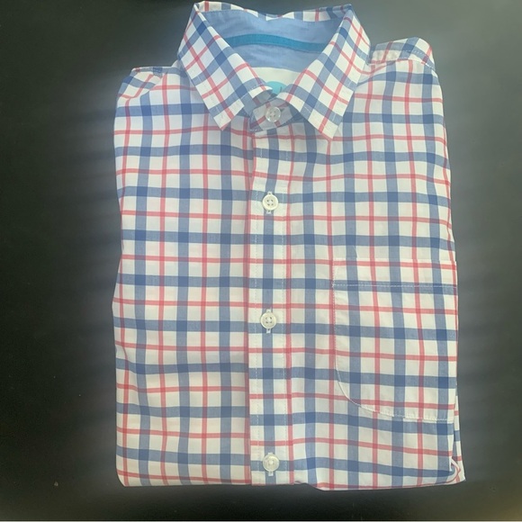 BODEN Casual Button Front Shirt Cotton Plaid Red White & Blue Poplin Preppy - Picture 7 of 14